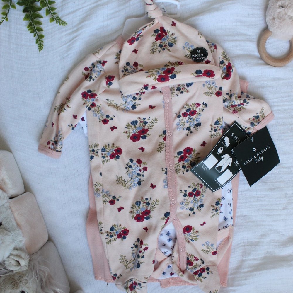 NWT Laura Ashley 9 Piece Gift Set 0-3 Months